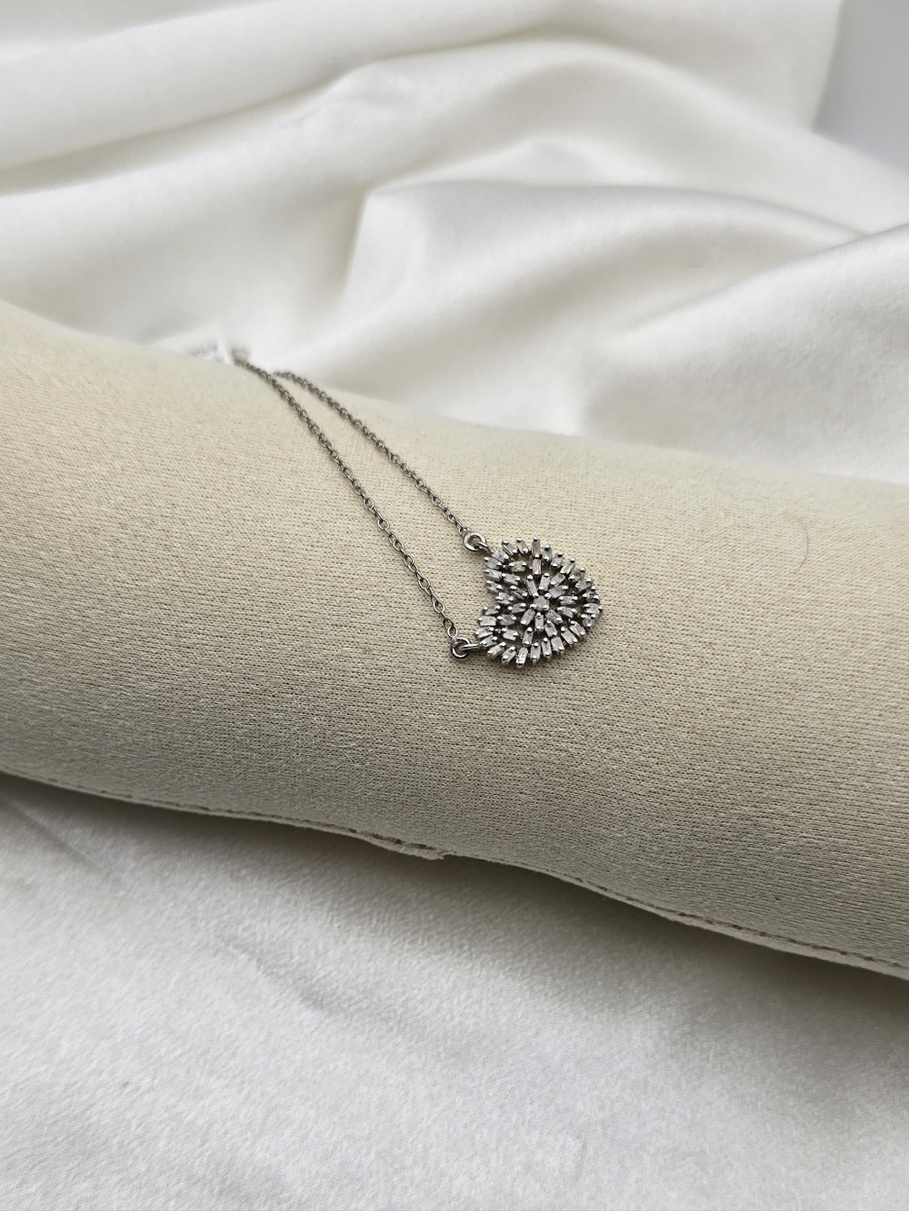 Silver Ice Lab Diamond Heart Pendant Necklace